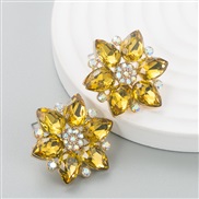 ( Gold)occidental styleins brief brilliant Alloy diamond flower earrings woman high trend earring arring