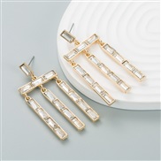 ( white)occidental style fashion personality creative exaggerating Alloy diamond geometry earrings woman long style tas