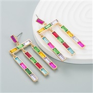 ( Color)occidental style fashion personality creative exaggerating Alloy diamond geometry earrings woman long style tas