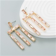 ( champagne)occidental style fashion personality creative exaggerating Alloy diamond geometry earrings woman long style