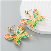 (yellow color )occidental style fashion samll Alloy enamel butterfly earrings trend temperament super earrings arring