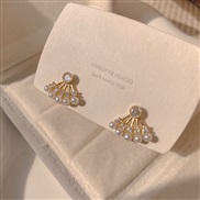 (EHgold   Silver needle)samll love earrings Korea temperament Pearl fashion Earring high samll ear stud
