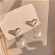 (EHgold   Silver needle)love Pearl ear stud woman temperament earrings fashion personality style two Earring woman