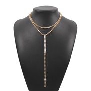 ( GoldWhite Diamond )occidental style fashion all-PurposeY necklace  brief temperament fully-jewelled super Double laye