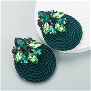 ( green)occidental style wind fashion trend geometry diamond glass diamond elasticity weave earrings exaggerating arring