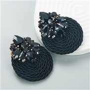 ( black)occidental style wind fashion trend geometry diamond glass diamond elasticity weave earrings exaggerating arring
