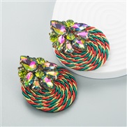 ( Color)occidental style wind fashion trend geometry diamond glass diamond elasticity weave earrings exaggerating arring