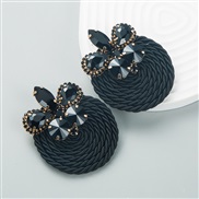 ( black)occidental style fashion personality geometry Alloy diamond glass diamond elasticity weave high earrings arring