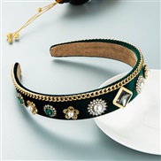 ( green) Headband occidental style velvet chain retro Headband Pearl