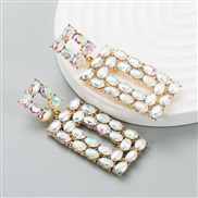 ( AB white)occidental style fashion brilliant Alloy colorful diamond high earrings Bohemian style trend exaggerating Ea