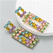 (Pastel )occidental style fashion brilliant Alloy colorful diamond high earrings Bohemian style trend exaggerating arri