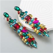 ( Color)occidental style super fashion Alloy diamond fully-jewelled long style geometry earrings high trend earrings Ea