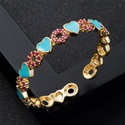 ( blue) bronze embed zircon enamel heart-shaped bangleennis bangleins fashion opening bracelet