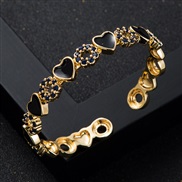 ( black) bronze embed zircon enamel heart-shaped bangleennis bangleins fashion opening bracelet