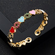 ( Color) bronze embed zircon enamel heart-shaped bangleennis bangleins fashion opening bracelet