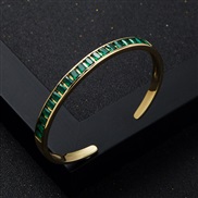 ( green)occidental style fashion rainbow series bronze gold plated color retention embed zircon bangle woman trend open