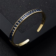 ( blue)occidental style fashion rainbow series bronze gold plated color retention embed zircon bangle woman trend openi