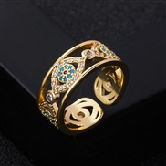 ( Color)occidental style fashion bronze gilded embed zircon eyes ring opening