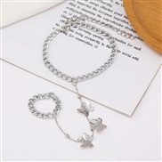 ( Silver)occidental style  fashion all-Purpose brief Alloy bracelet woman  creative butterfly pendant temperament lady