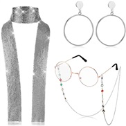 ( Silver)women sequin belt shawl earrings beads eyes chain color beads sun chain