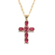 ( red) retro clavicle chain embed zircon multicolor cross necklace  occidental style wind fashion woman