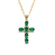 ( green) retro clavicle chain embed zircon multicolor cross necklace  occidental style wind fashion woman
