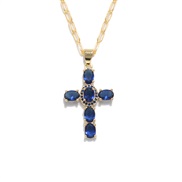 ( blue) retro clavicle chain embed zircon multicolor cross necklace  occidental style wind fashion woman