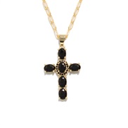 ( black) retro clavicle chain embed zircon multicolor cross necklace  occidental style wind fashion woman