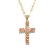 ( orange) retro clavicle chain embed zircon multicolor cross necklace  occidental style wind fashion woman
