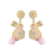 (Pastel ) big samll woman color beads animal earring day lovely rabbit earrings