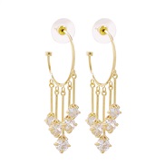 UR star same style Earring luxurious atmospheric tassel earrings brilliant zircon Japan and Korea