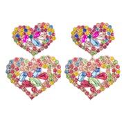 ( Color)earrings new occidental style exaggerating multilayer heart-shaped Alloy diamond earrings woman retro colorful 