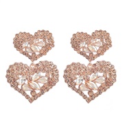 ( Gold)earrings new occidental style exaggerating multilayer heart-shaped Alloy diamond earrings woman retro colorful d