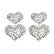 ( Silver)earrings new occidental style exaggerating multilayer heart-shaped Alloy diamond earrings woman retro colorful
