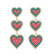 ( red)colorful diamond big earrings occidental style exaggerating love multilayer Earring Bohemian style