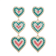 (green )colorful diamond big earrings occidental style exaggerating love multilayer arring Bohemian style