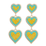 (green yellow )colorful diamond big earrings occidental style exaggerating love multilayer arring Bohemian style