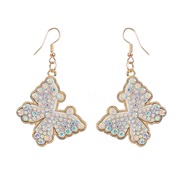 ( white)butterfly colorful diamond big earrings style diamond fashion brief style insect Alloy Earring woman fashion