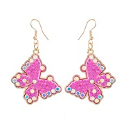 ( rose Red)butterfly colorful diamond big earrings style diamond fashion brief style insect Alloy arring woman fashion