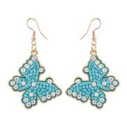 (Cyan )butterfly colorful diamond big earrings style diamond fashion brief style insect Alloy arring woman fashion