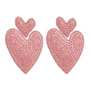 ( Pink)colorful diamond big earrings love multilayer brief style ear stud Alloy diamond Bohemian style woman
