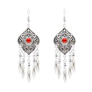 (A red)Bohemia fashion carving Earring Alloy mosaic turquoise tassel earring brief thin more style Optional