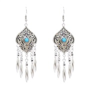 (A blue)Bohemia fashion carving arring Alloy mosaic turquoise tassel earring brief thin more style Optional