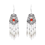 (B red)Bohemia fashion carving arring Alloy mosaic turquoise tassel earring brief thin more style Optional