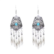 (B blue)Bohemia fashion carving arring Alloy mosaic turquoise tassel earring brief thin more style Optional