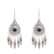 ( black)Bohemia ethnic style Alloy diamond drop tassel earrings exotic customs fashion pattern earring