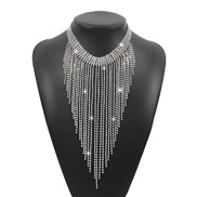 ( White K)occidental style  row diamond tassel Rhinestone chain exaggerating wind claw chain retro necklace