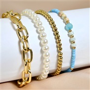 (B B Y  B)occidental style handmade beads half gem bracelet woman samll multilayer Pearl bracelet color