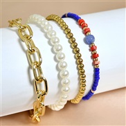 (B B Y  B)occidental style handmade beads half gem bracelet woman samll multilayer Pearl bracelet color