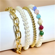 (B B B)occidental style handmade beads half gem bracelet woman samll multilayer Pearl bracelet color